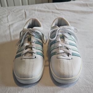 K-Swiss White Sneakers with Teal Accents